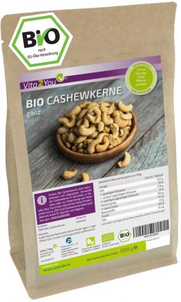 Vita2You Cashewkerne Bio 1000g - naturbelassen - aus biologischen Anbau - gan...