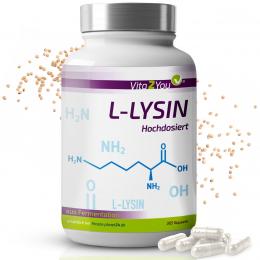 Vita2You L-Lysin 1200mg - 365 Kapseln - 1000mg reines Lysin pro Tag - ohne Zu...