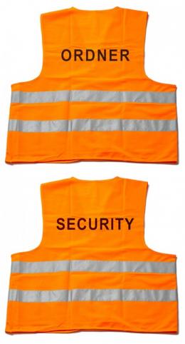 Warnwesten bedruckt - ORDNER oder SECURITY (EN471) Orange