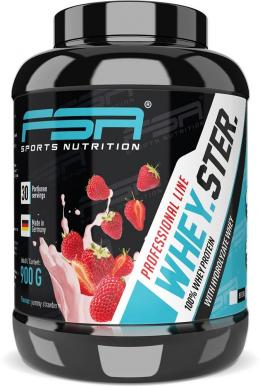 Whey Proteinpulver - Besser als ein Milchshake - Aspartamfrei, Laktosearm - Eiweiß für Deinen Muskelaufbau - Erdbeere - 900g - FSA Nutrition
